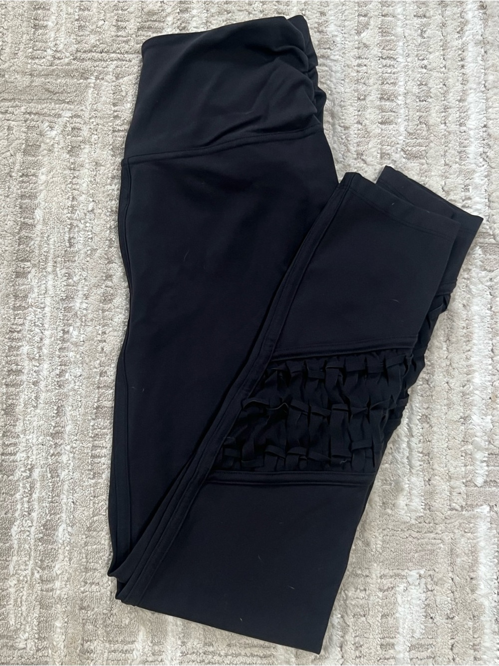 Free People Movement Leggings Highrise Ruched Crisscross Back of Ankles Sz S